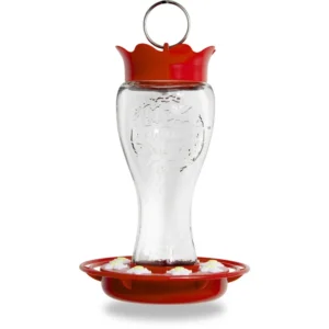 Glass Hummingbird Feeder Bee Resistant Ant Moat Easy Clean Dishwasher Safe Durable Outdoor Decor Attractive Nectar Feeder 16oz